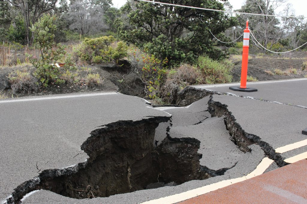 a broken road after a catastrophe