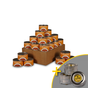 24 x Chili con Carne in a Tin incl. Emergency Stove with Cooking Attachment