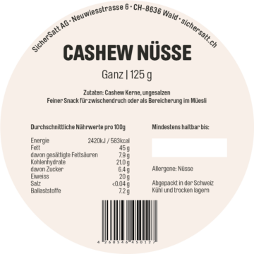 Cashew Cashew Nuts, 125g
