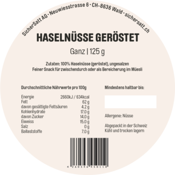 Haselnüsse geröstet Hazelnuts roasted, 125g
